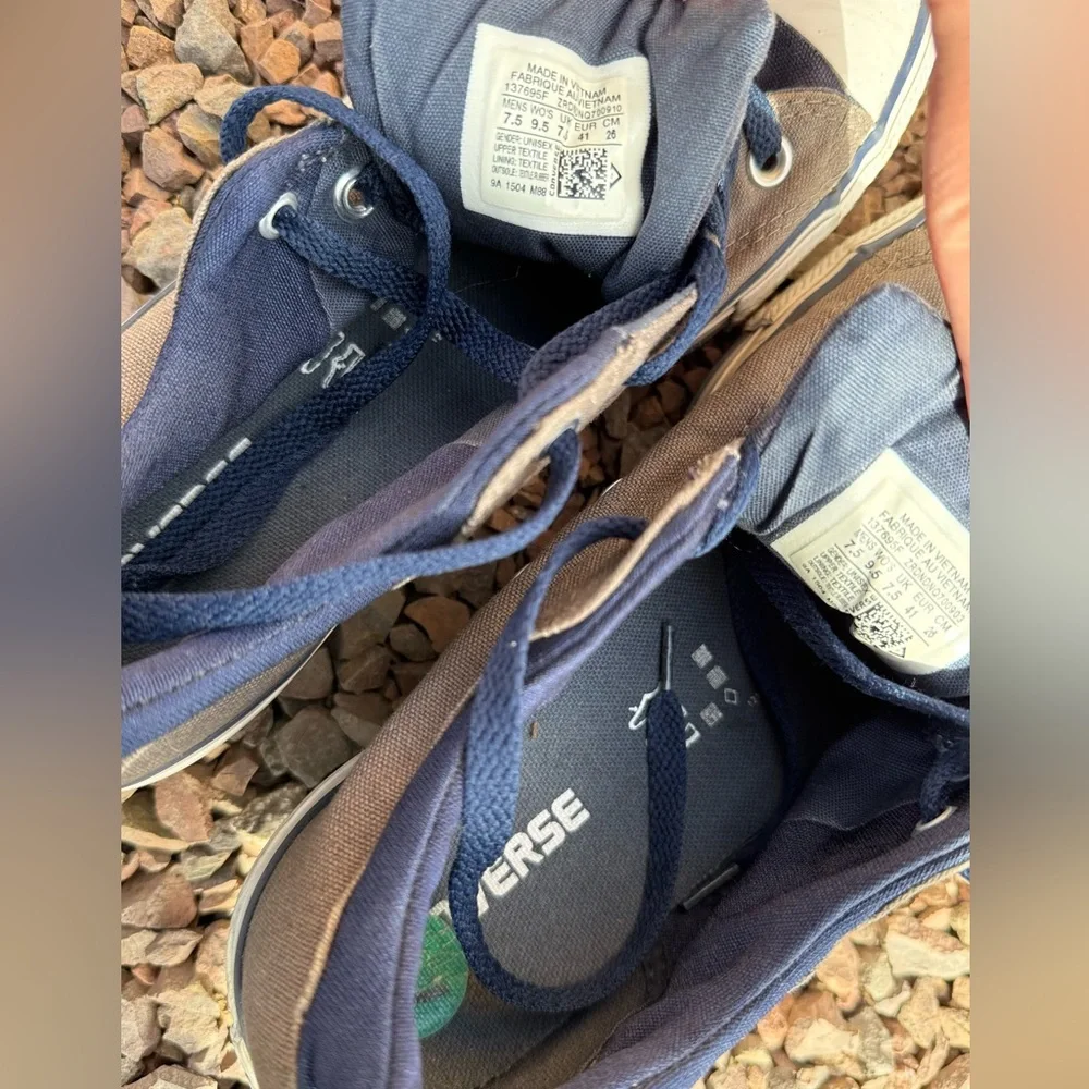 Converse Men's Navy and Gray Sneakers - Picture 3 of 5